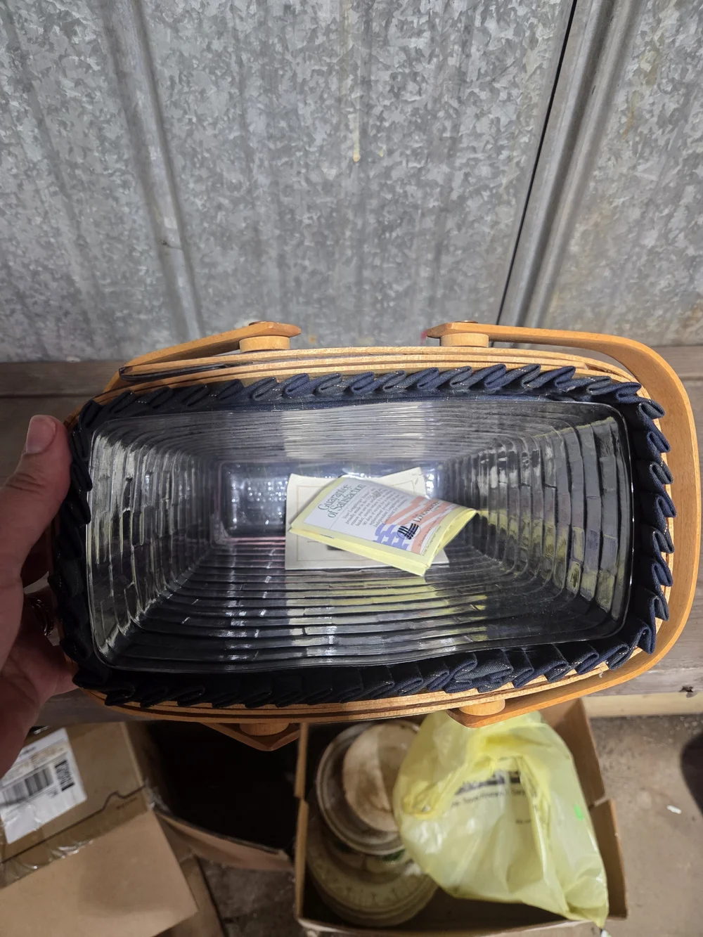 Longaberger Honey-Tan Basket with Navy Trim